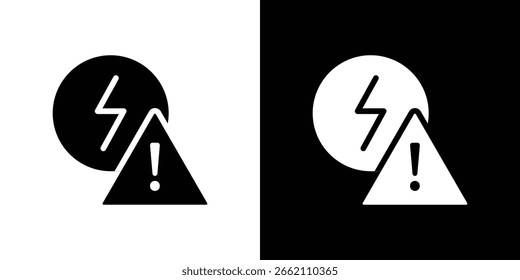 Electric Problem icon in flat black solid vector set