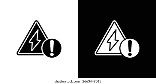 Símbolo del icono del problema eléctrico en color blanco y negro. Estilos de silueta.