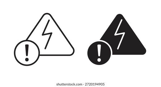 Symbole für elektrische Probleme. Pixel perfekt. Vektorkontursymbol. Flaches Logo-Konzept.