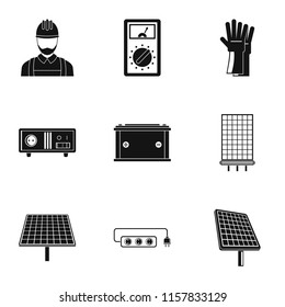 Electric profile icons set. Simple set of 9 electric profile vector icons for web isolated on white background