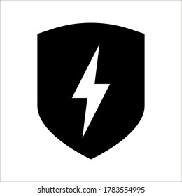 Icono de protección eléctrica de protección de pantalla en fondo blanco
