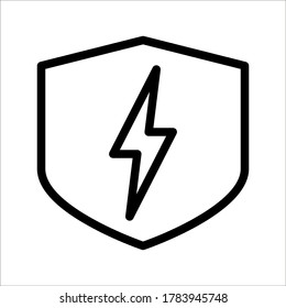 Icono de protección eléctrica de protección de pantalla en fondo blanco