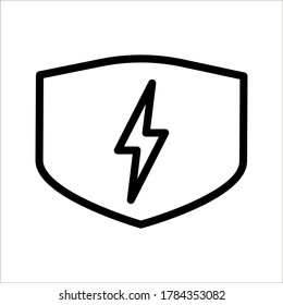 Icono de protección eléctrica de protección de pantalla en fondo blanco