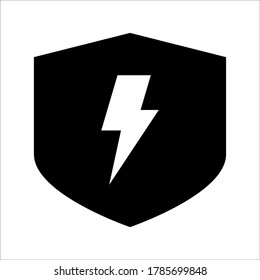 Electric protect shield icon on white background
