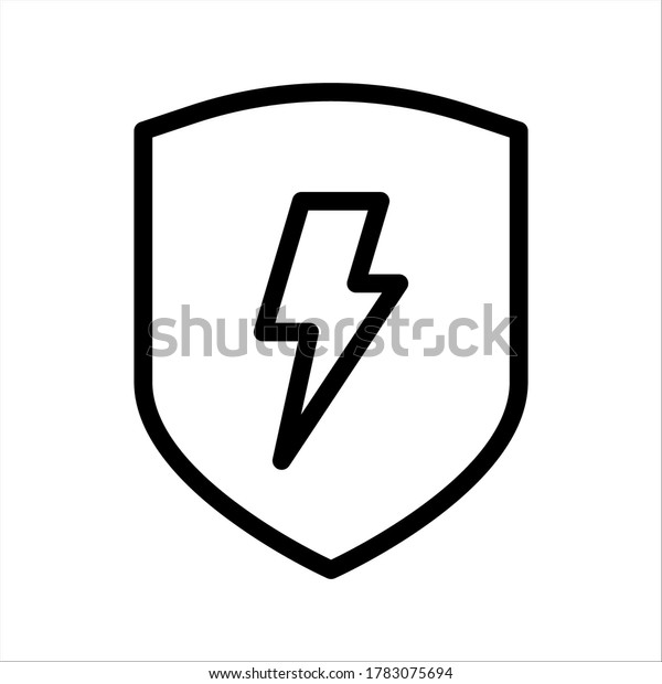 Electric Protect Shield Icon On White Stock Vector (Royalty Free