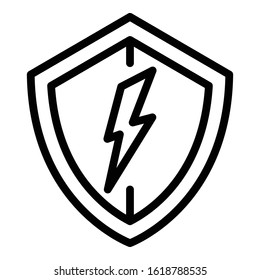Electric protect shield icon. Outline electric protect shield vector icon for web design isolated on white background