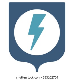 Electric Protection vector icon. Style is bicolor flat symbol, cyan and blue colors, rounded angles, white background.