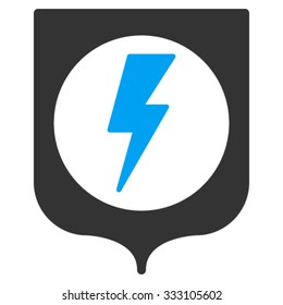 Electric Protection vector icon. Style is bicolor flat symbol, blue and gray colors, rounded angles, white background.