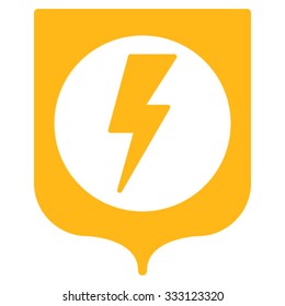 Electric Protection vector icon. Style is flat symbol, yellow color, rounded angles, white background.