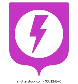 Electric Protection vector icon. Style is flat symbol, violet color, rounded angles, white background.