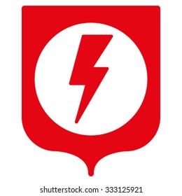 Electric Protection vector icon. Style is flat symbol, red color, rounded angles, white background.
