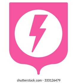 Electric Protection vector icon. Style is flat symbol, pink color, rounded angles, white background.