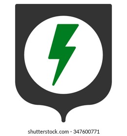 Electric Protection vector icon. Style is bicolor flat symbol, green and gray colors, rounded angles, white background.