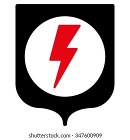 Electric Protection vector icon. Style is bicolor flat symbol, intensive red and black colors, rounded angles, white background.