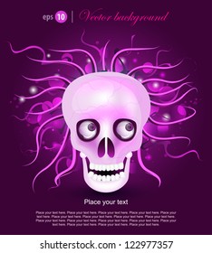 Electric purple skull. Vector background. Eps 10