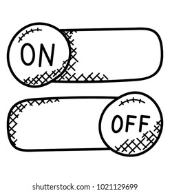 
Electric push buttons with on and off position, doodle icon
