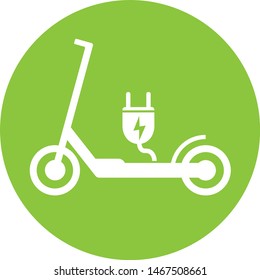 electric push scooter e-scooter symbol with plug vector illustration