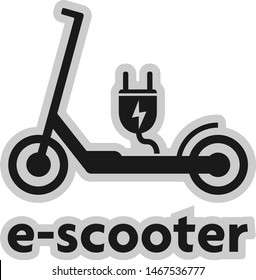 electric push scooter e-scooter symbol with plug vector illustration