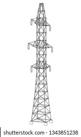 Electric pylon or electric tower concept. Vector rendering of 3d. Wire-frame style. The layers of visible and invisible lines are separated