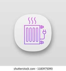 Electric radiator app icon. Heating battery. Heater. UI/UX user interface. Web or mobile application. Vector isolated illustration