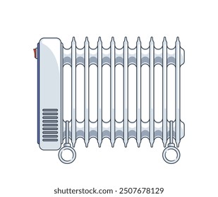 Electric Radiator Heater With Wheels In Clean Cartoon Vector Style Perfect For Home Heating Illustrations