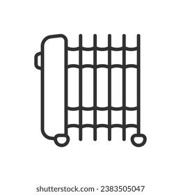 Electric radiator for heating, linear icon. Portable convector. Line with editable stroke