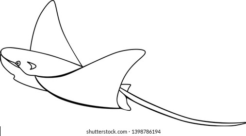 Electric Ramp, Ramp, Manta - fish, sea animal. Outline. Skat. Cramp-fish. 
hand drawing