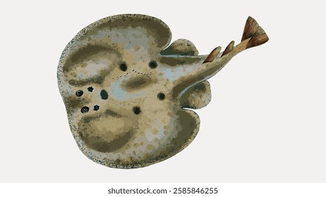 Electric Ray, fish vintage illustration isolated on white, vector.