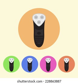 electric razor flat colored round icons