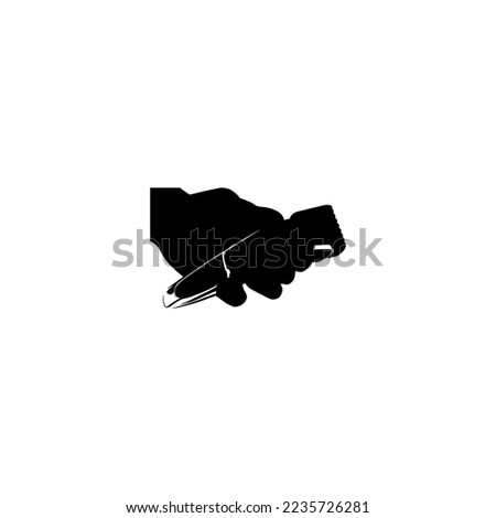 Electric razor in hand icon. Simple style barber shop big sale poster background symbol. Electric razor in hand brand logo design element. Electric razor in hand t-shirt printing. vector for sticker.
