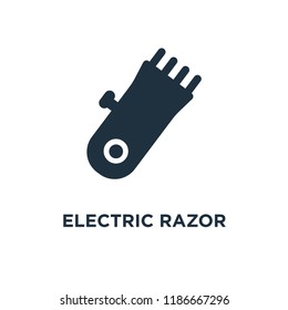 Electric razor icon. Black filled vector illustration. Electric razor symbol on white background. Can be used in web and mobile.