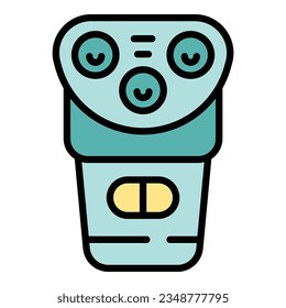 Vector de contorno de icono de afeitar eléctrico. Salón de mujeres. Color de corte de belleza plano