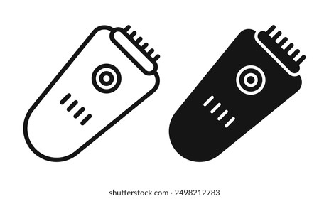 Colección de Vector iconicon de maquinilla de afeitar eléctrica en estilo delineado y sólido