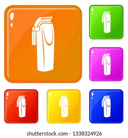 Electric razor icons set collection vector 6 color isolated on white background
