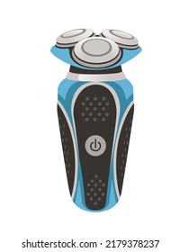 Electric razor with triple round blades cordless shaver vector illustration isolated on white background