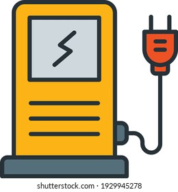 elektrischer Ladepunkt Konzept Vektorfarben Symbol Design, Kfz-Service und Kfz-Reparaturwerksymbol Symbol, Kfz-Ersatzteile Schild, Kfz-Stockillustration