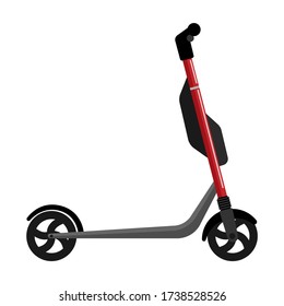 Electric red scooter isolated on white background. Electric scooter transportation in flat style. Eco transport for city lifestyle.Vector illustration