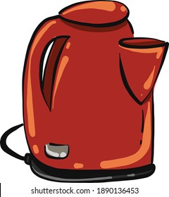Electric red teapot, illustration, vector on a white background.