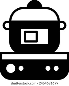 A electric rice cooker icon illustration in line style