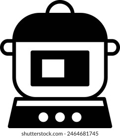 A electric rice cooker icon illustration in line style