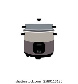 Electric rice cooker vector illustration isolated on white background.Electric rice cooker vector isolated illustration.Commercial Electric Rice Cooker.