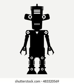 electric robot, retro robot, vector robot silhouette 