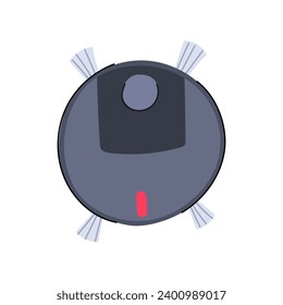 electric robot vacuum cleaner cartoon. dust hand, hoover function, banner assistant electric robot vacuum cleaner sign. isolated symbol vector illustration