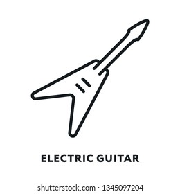 Electric Rock Guitar Bass. Vector Flat Line Icon Icon. Cute Small Pictogram.