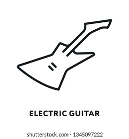 Electric Rock Guitar Bass. Vector Flat Line Icon Icon. Cute Small Pictogram.
