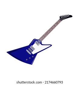 Electric rock guitar flat vector illustration. Collection of musical instrument with strings designs for bands isolated on white background