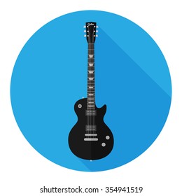 Electric rock guitar icon flat. For user interface