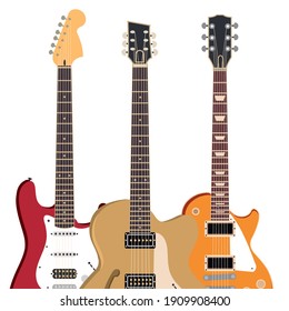 Elektrorock-Gitarre und Metal-Streicher-Musikinstrument, Vektorgrafik