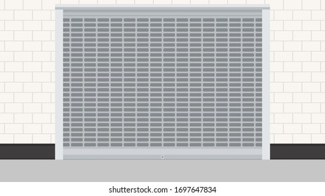 Electric rolling shutter. Electric rolling shutter on pattern brick wall. brick patter wall.