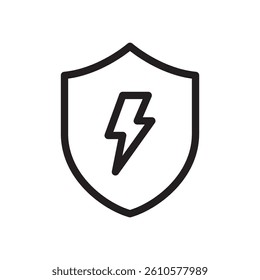 Electric safety shield flat outline icon vector illustration. Isolated on white background. Editable stroke, pixel perfect 48 x 48